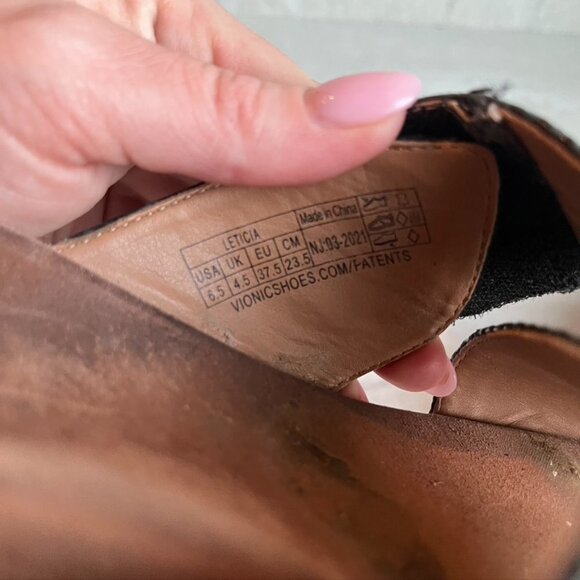 ** Vionic Paradise Leticia Wedge Slide Leather Sandal Size 6.5 - Picture 6 of 9